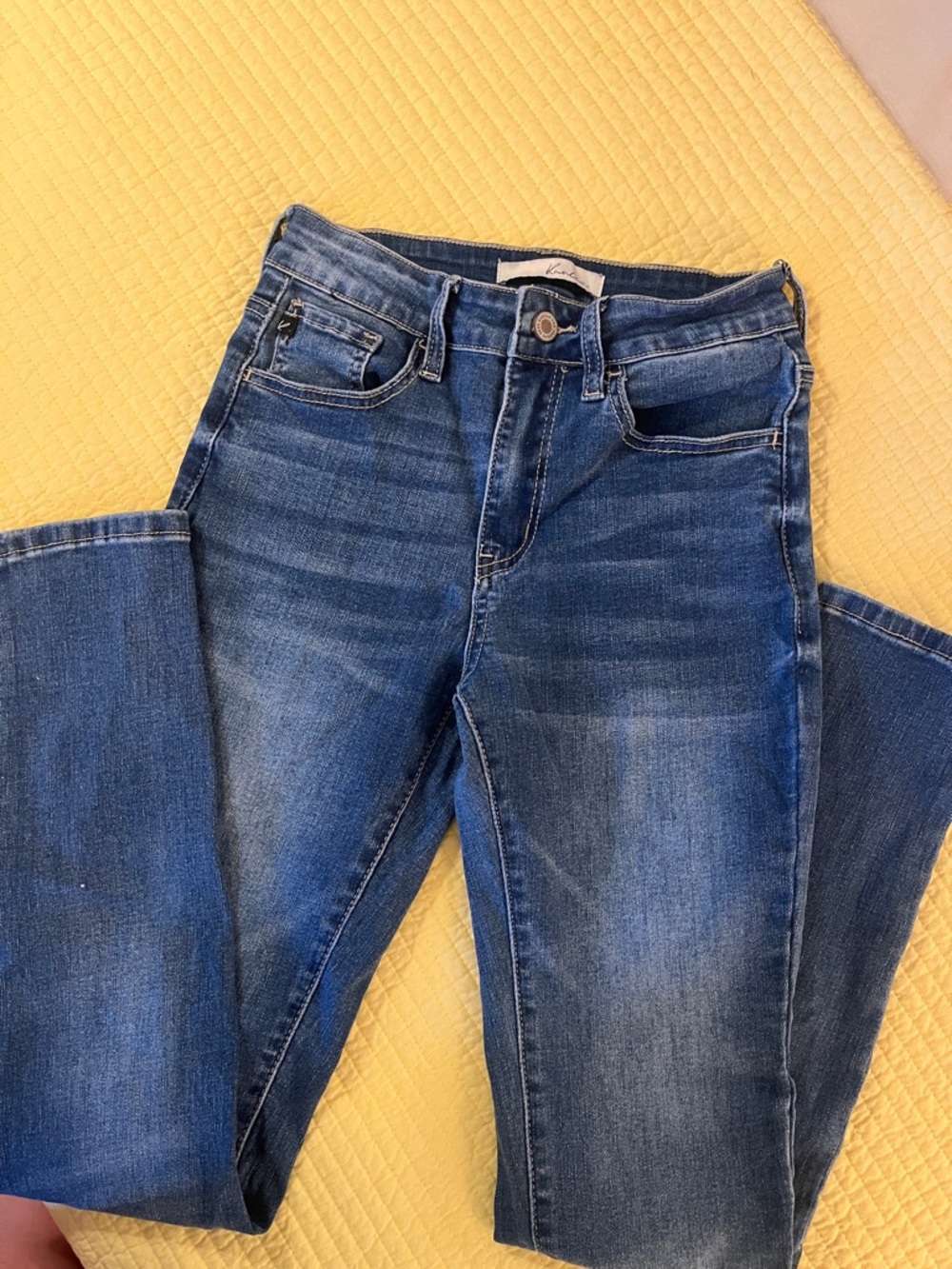 KanCan Dark Blue Skinny Jeans with Faded Whiskering